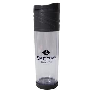Sperry Branded Plastic Drink Water Bottle Tumbler Clear & Gray 16 fl oz HTF